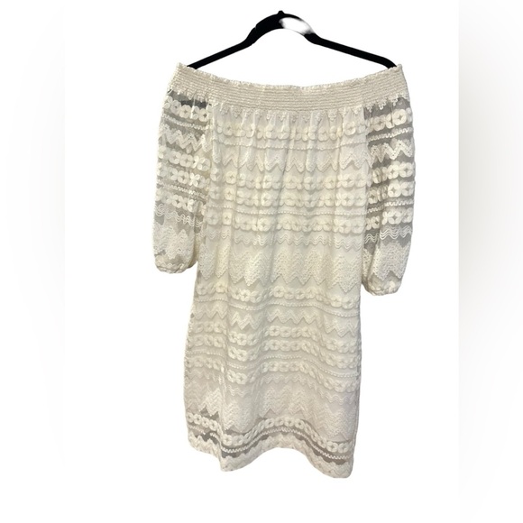Trina Turk hoku embroidery lace off shoulder mini dress size M - Picture 2 of 13